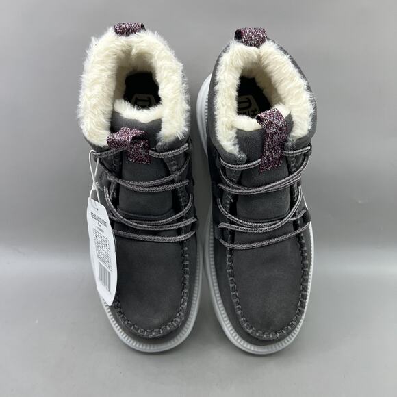 Hey Dude Reyes Suede Boots Women Size 9 Grey Water Repellent Fleece Lined Shoes - Picture 5 of 9